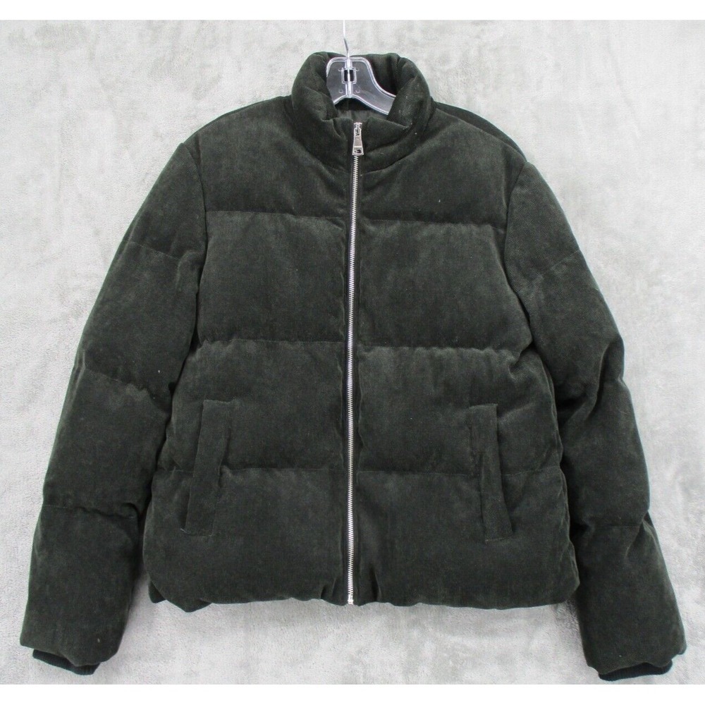 Vigoss Jacket Womens Medium Corduroy Down Puffer Full Zip Outdoor Coat Green